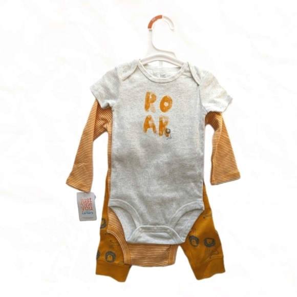 NWT Carter's Roar 2 Onesies, Pair of Pants 3pc Set - size 9M - Picture 1 of 6